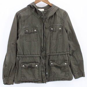 Life In Progress Military Jacket Womens Brown Full Zip MultiPocket Size Large L